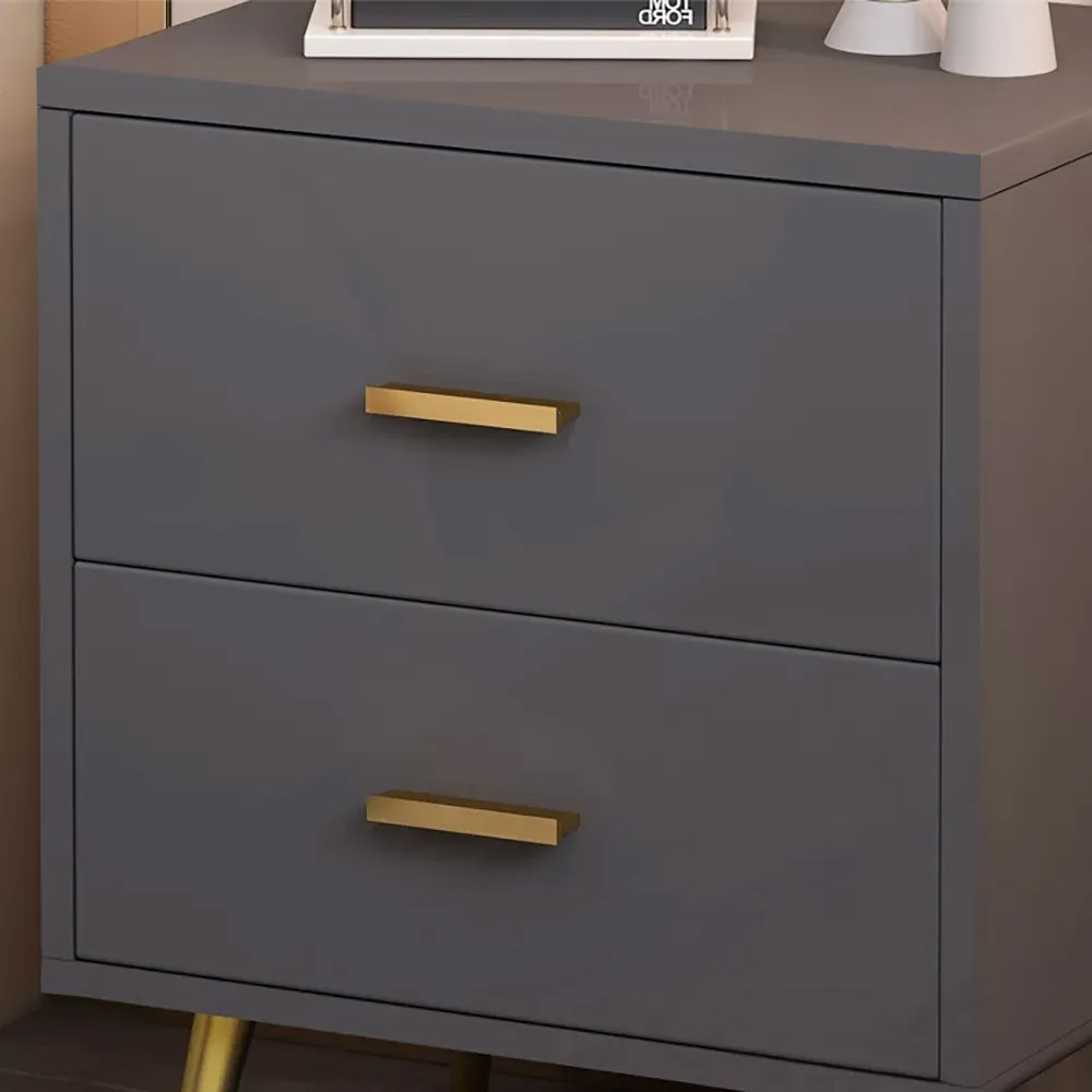 Modern Minimalist Gray Nightstand Bedside Table with 2 Drawers
