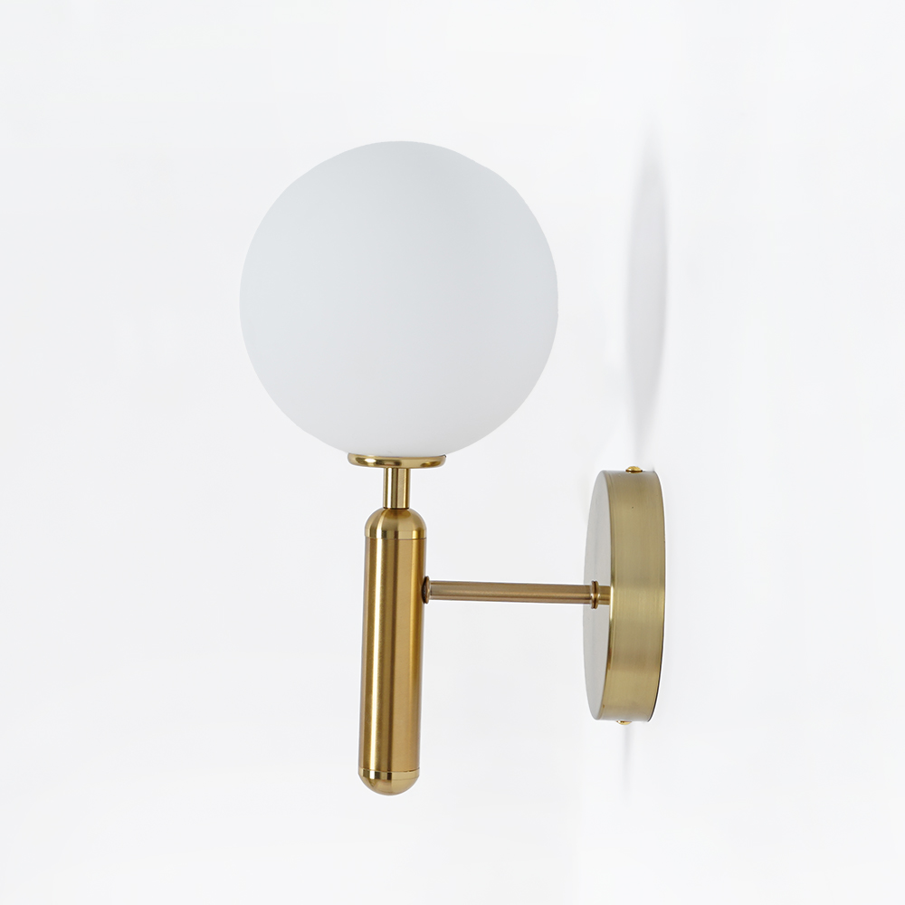 White and Gold LED Glass Globe Indoor Wall Sconce-Homary