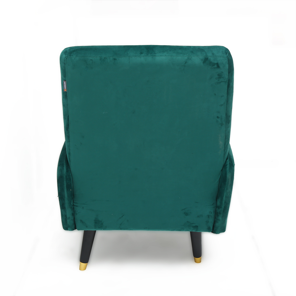 Green Velvet Upholstered Chaise Lounge Chair with Ottoman & Adjustable