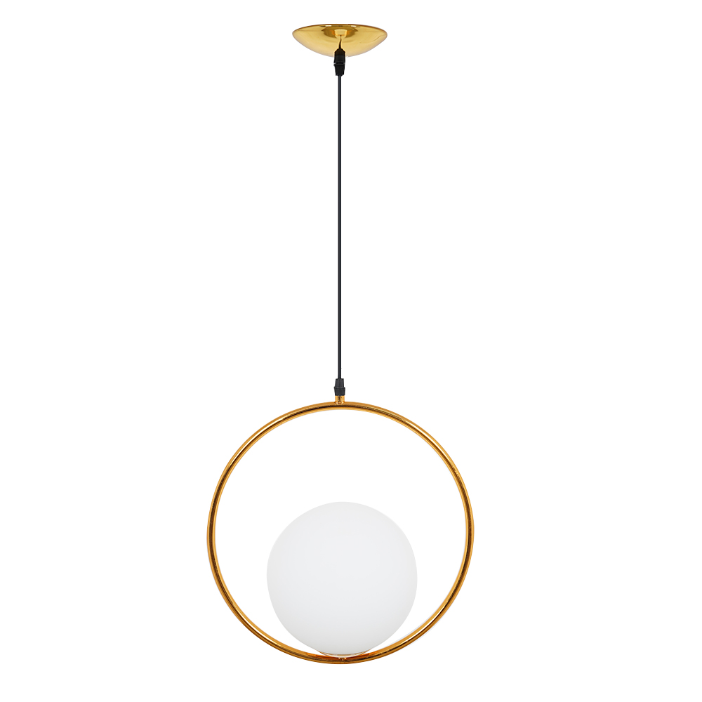 Ring Globe Single Pendant Light Glass Globe Contemporary Minimalist-Homary