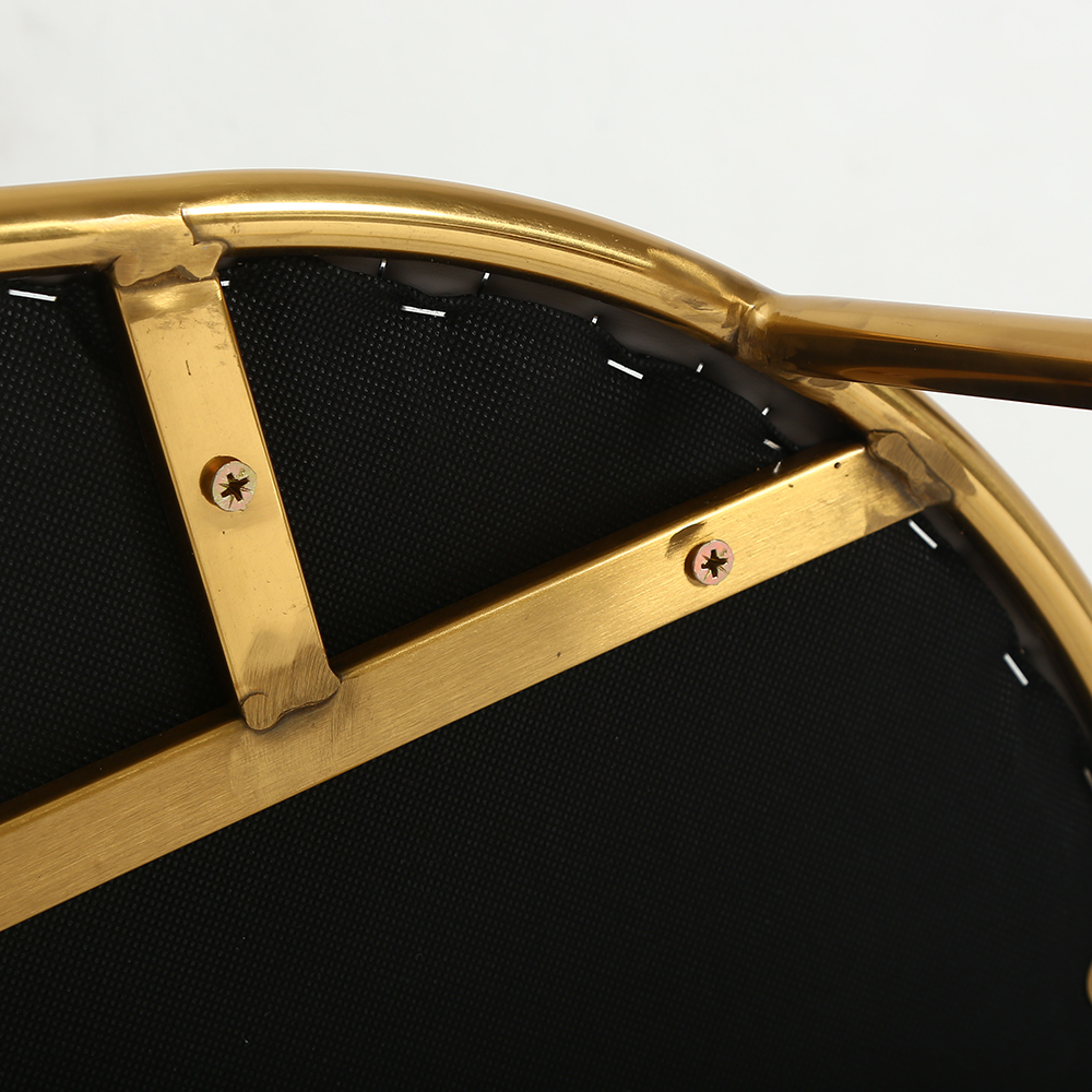 Modern Dining Chair PU Leather Upholstered Stainless Steel Gold Finish