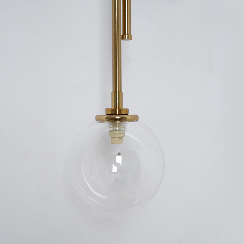 Modern Gold 3-Light Decorative Clear Glass Indoor Globe Wall Sconce-Homary