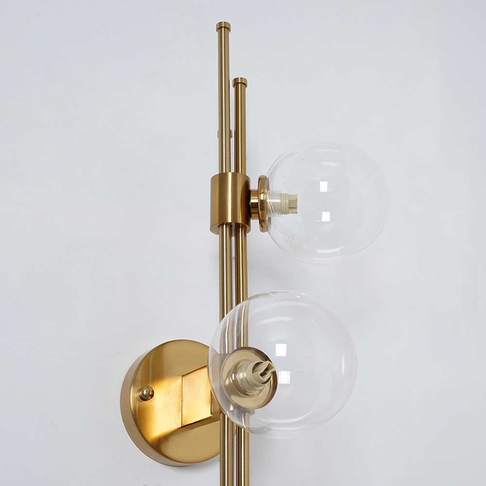 Modern Gold 3-Light Decorative Clear Glass Indoor Globe Wall Sconce-Homary