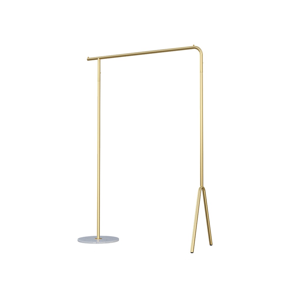 Marble Base Coat Stand Gold with Shelf and Hanging Rail