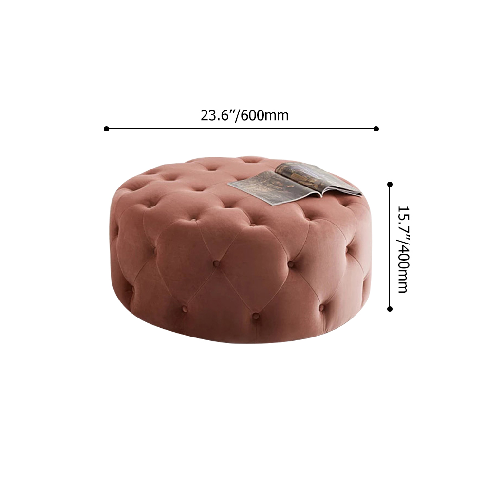 Tufted Ottoman Beige Velvet Ottoman Coffee Table Tufted Cocktail Ottoman Round Ottoman Pouf