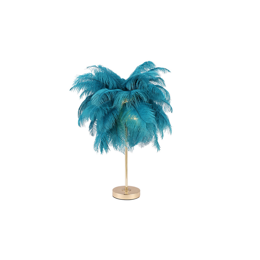 Green Feather Gold Table Lamp Unique Modern Style