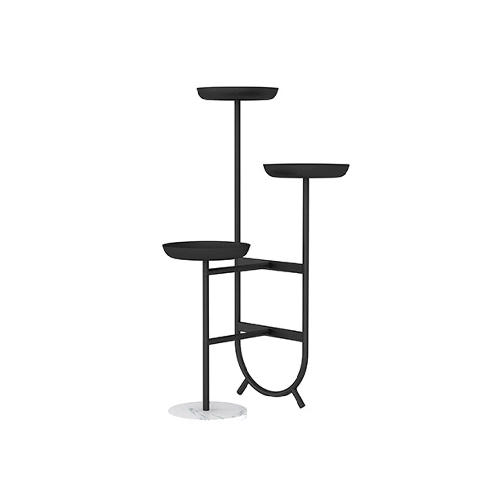 Chic Unique Shaped Metal Standing Plant Stand in Black