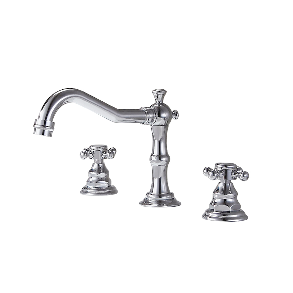 Chester Traditional Dual Handle Bathroom 3-Hole Basin Tap Victorian Spout