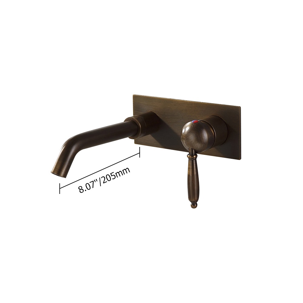 Classic Single Lever Handle Solid Brass Wall-Mount Bathroom Basin Tap