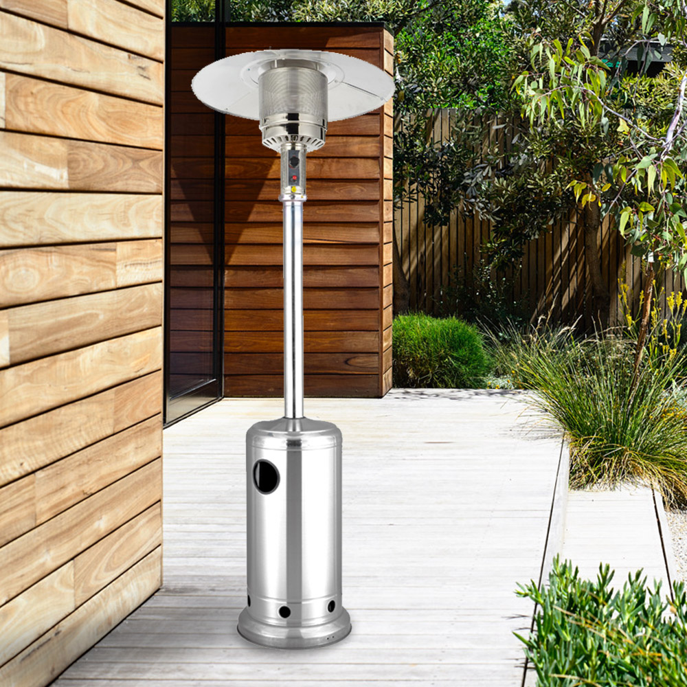 46,000BTUs Outdoor Patio Propane Heater Stainless Steel With Low Gas Bucket