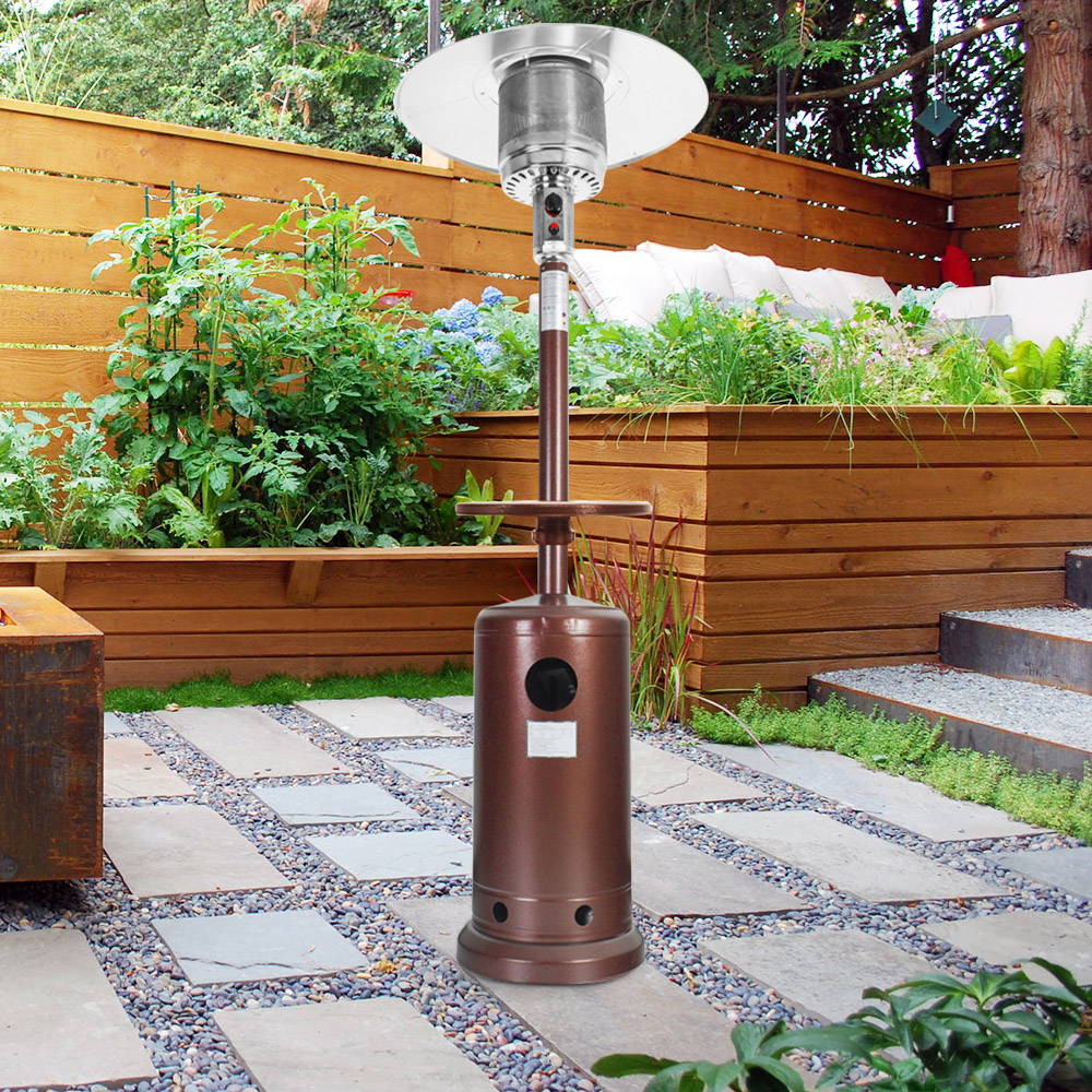 

Umbrella Propane Gas Outdoor Patio Gas Heater with Tabletop Brown Finish