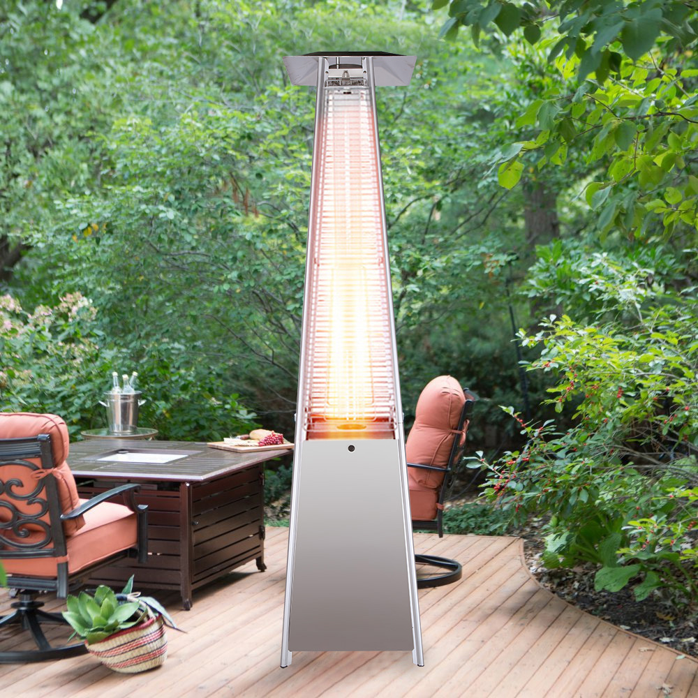89.4" Outdoor Propane Heater with Stainless Steel Structure Silver