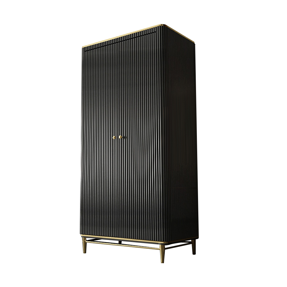 1770mm Modern Black Wardrobe Closet with Multi-Storage