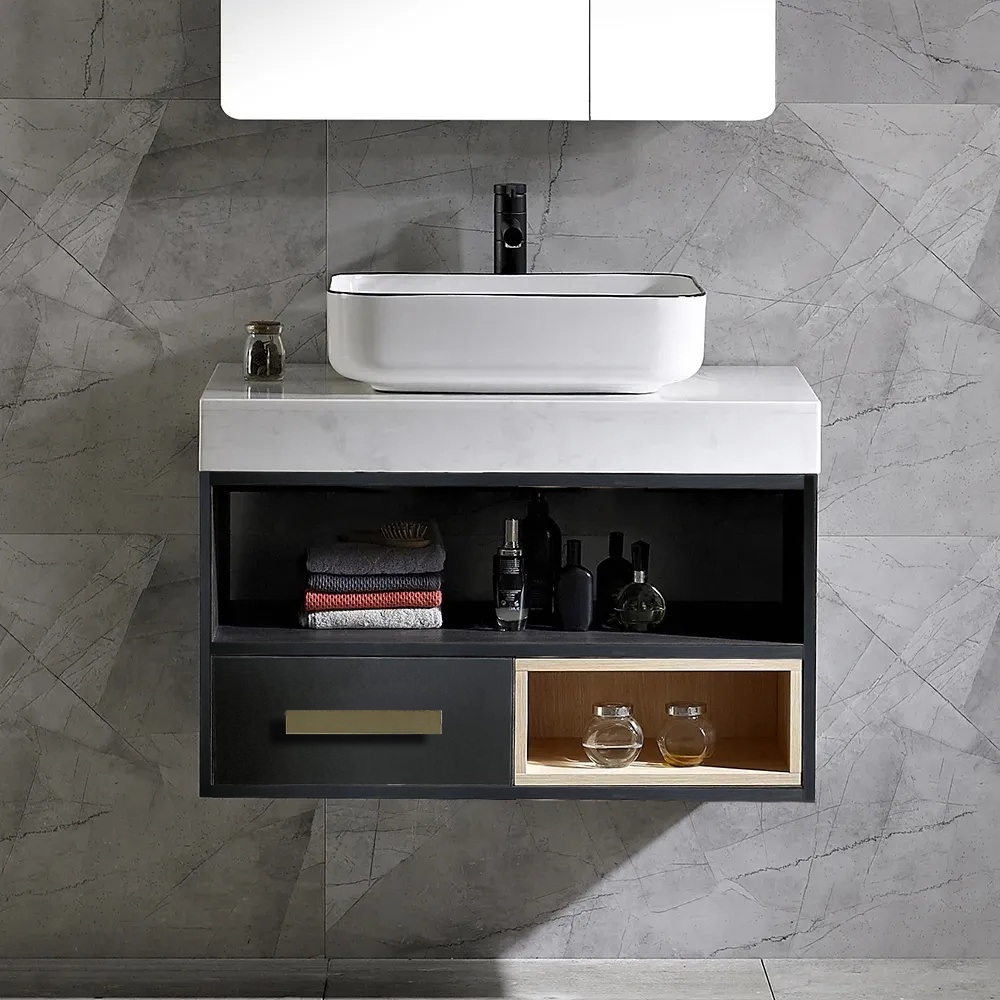 

31.5" Modern Bathroom Vanity Floating Bathroom Cabinet with Ceramic Vessel Sink