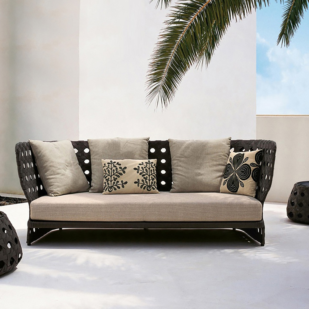 

76.4" Italian Style High Backrest Outdoor Patio Sofa with Cushion and Pillows