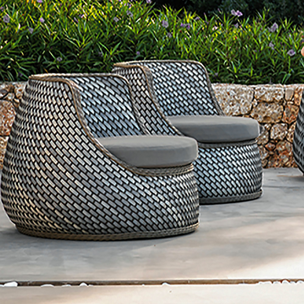 Dark Gray Outdoor Patio Rattan Armchair with CushionsHomary