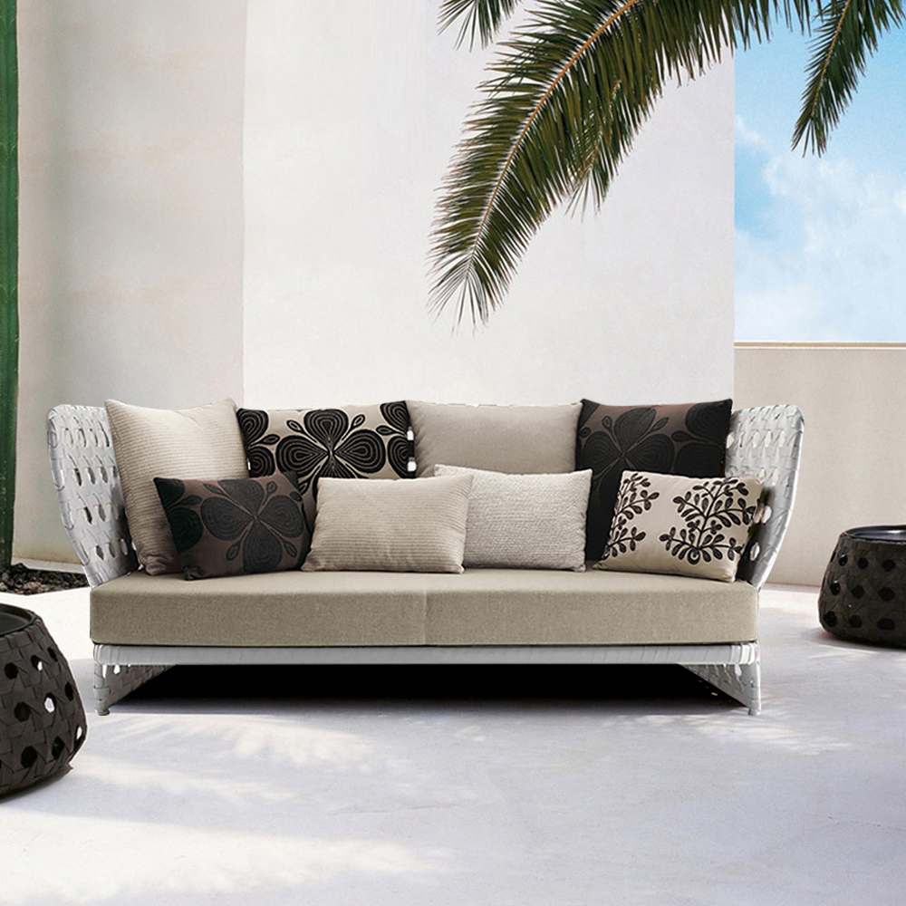 

76.4" Italian Style High Backrest Outdoor Patio Sofa with Cushion and Pillows