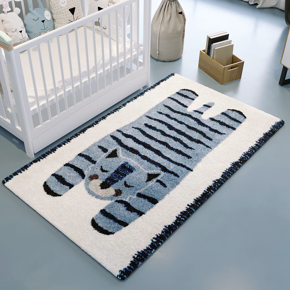 

5' x 8' Contemporary Rectangular Multifunctional Interesting Blue Nylon Area Rug