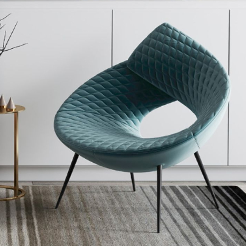 

Modern Dark Green Velvet Accent Chair with Black Metal Legs