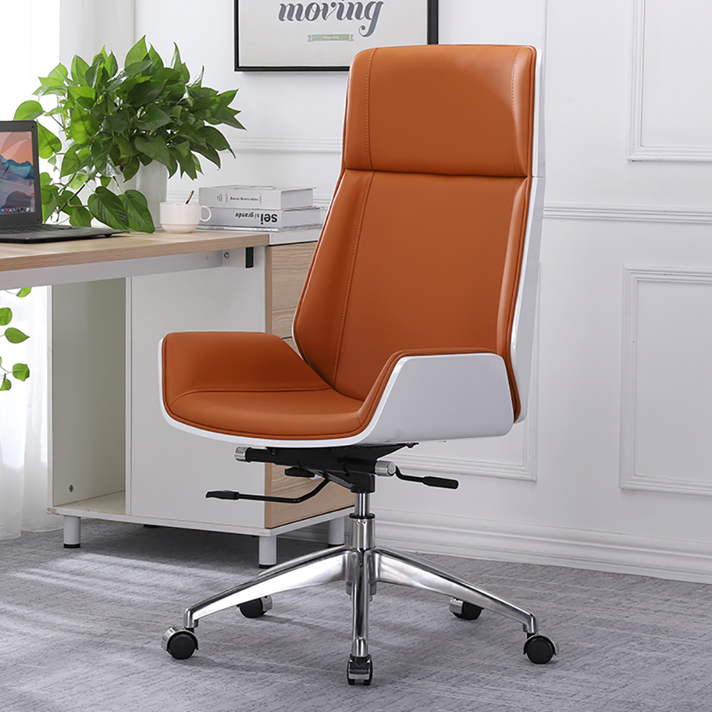 Image of Faux Leather Office Chair Desk Chair with Wheels & Adjustable Height