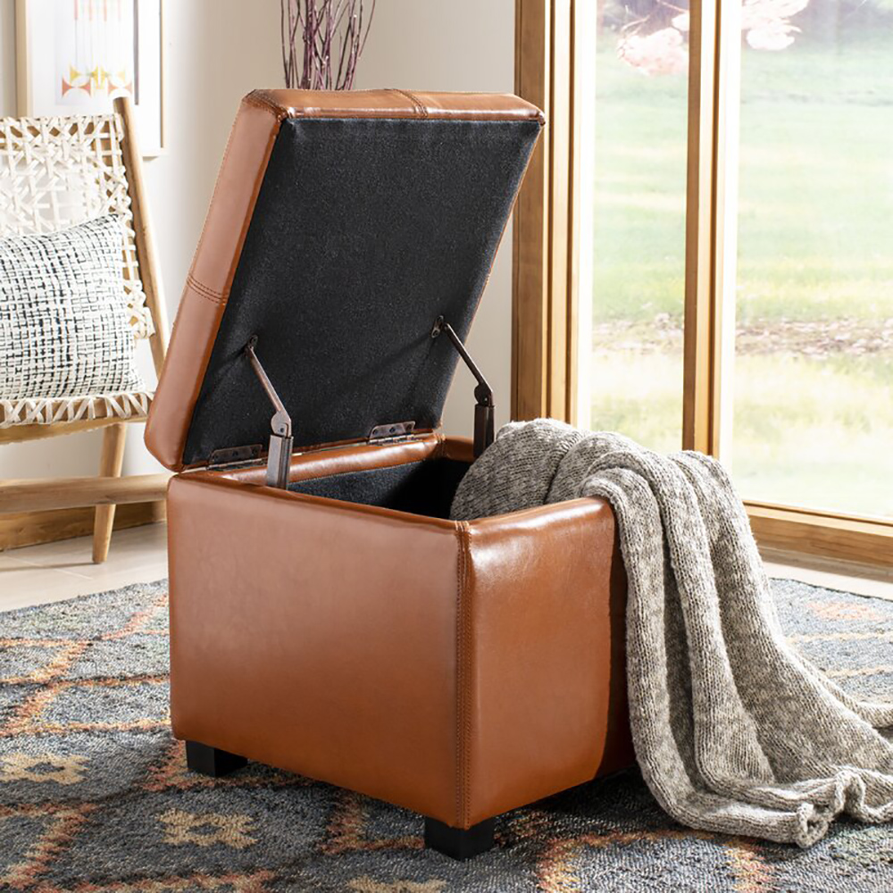 

17.7" Modern Square PU Leather Storage Ottoman with Lift-Off Lid