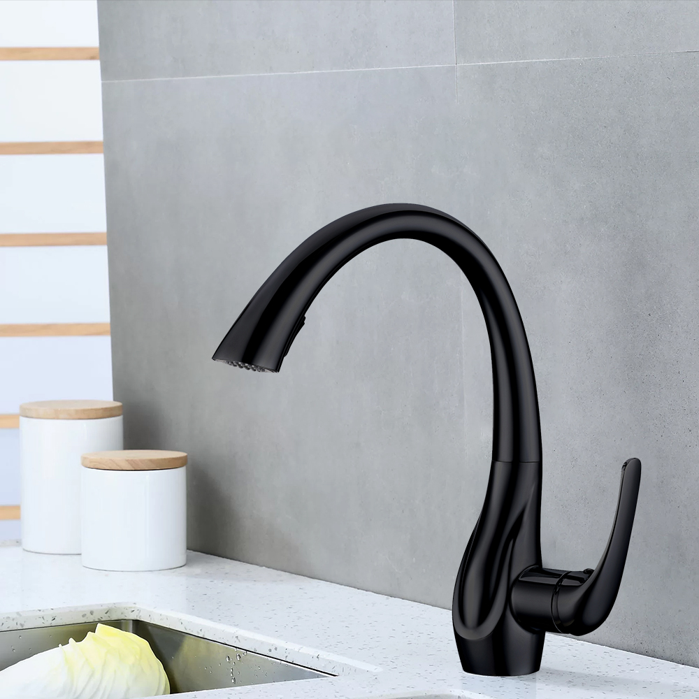 

Pull Down Single Handle Kitchen Faucet Solid Brass