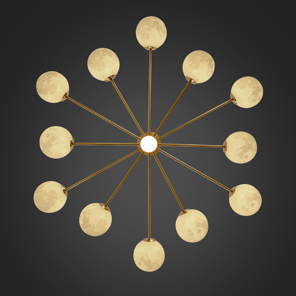12-Light Gold Sputnik Sphere Chandelier Nordic Chandelier