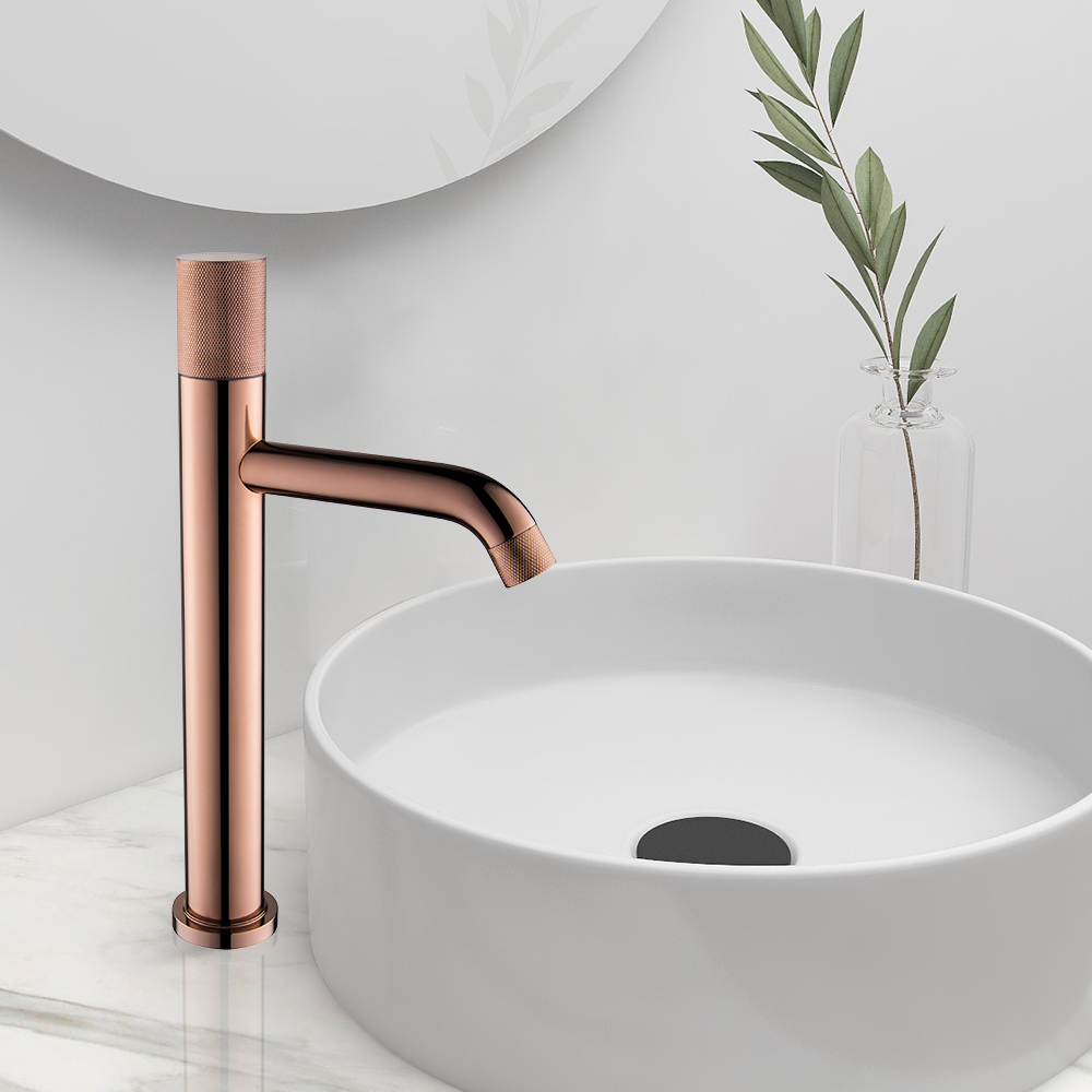

Rose Gold Switch Top 1-Hole Sink Faucet Single Handle Solid Brass Bathroom Faucet