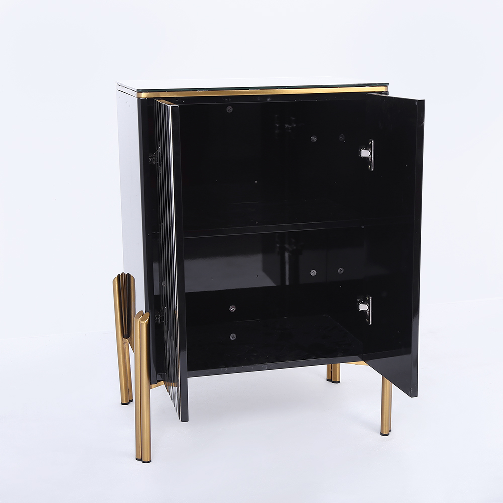 Aro Contemporary Black 2 Doors Chest Modern Accent Cabinet for Storage