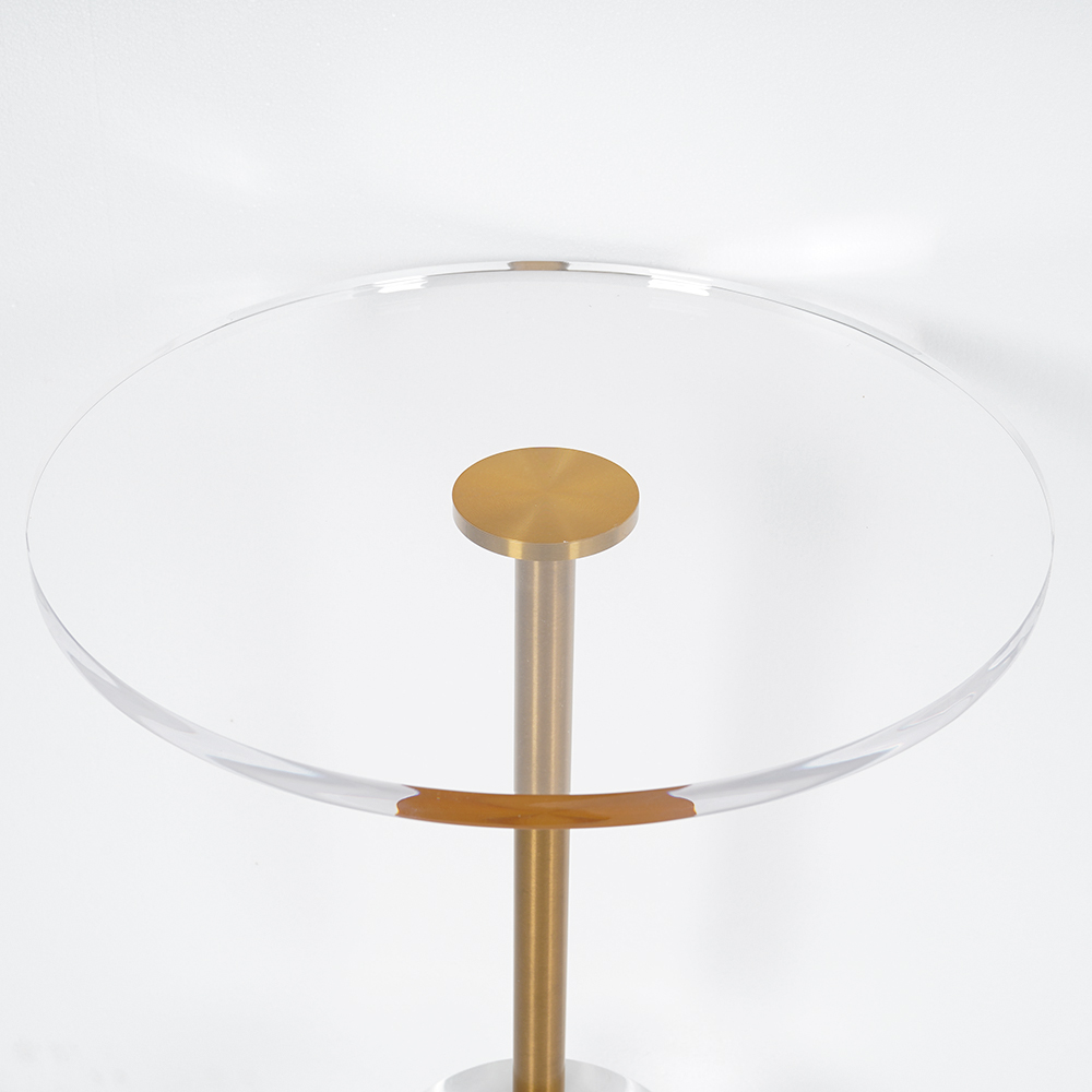 Acrylic Round Side Table Clear Stylish End Table Stainless Steel
