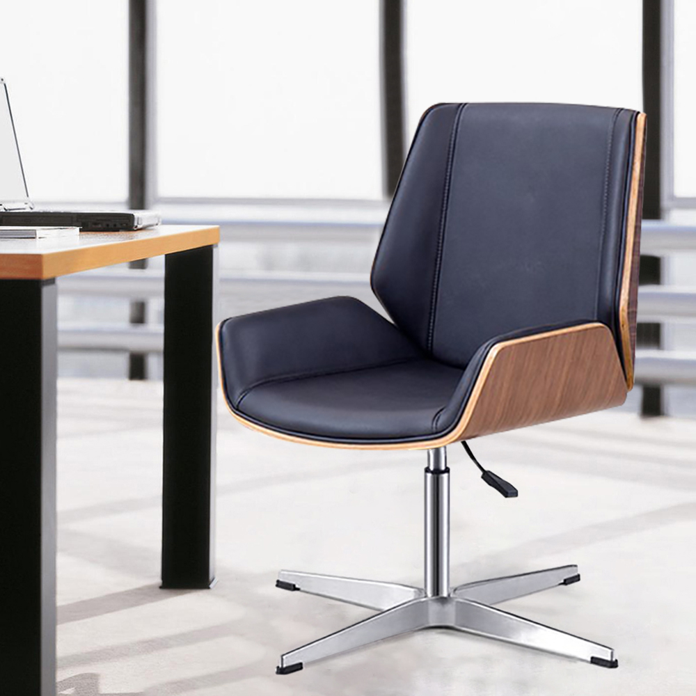 

Faux Leather Executive Chair Upholstered Office Chair Low Back Adjustable Height