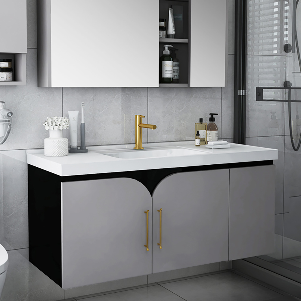 

Minimalist Bathroom Vanity with Cabinet & Top Including Integrated Ceramic Sink