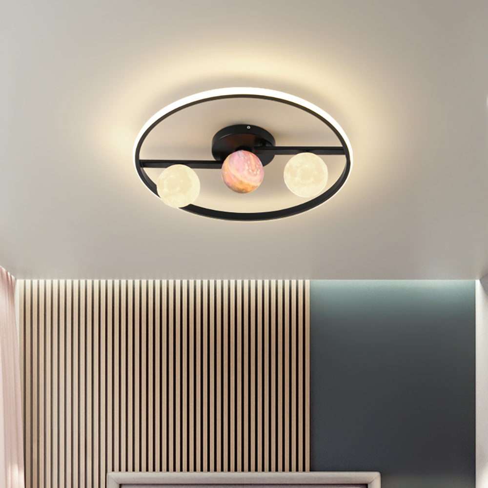 

Modern Minimalist 3-Light Semi Flush Mount Lighting with 3D Moon Shade