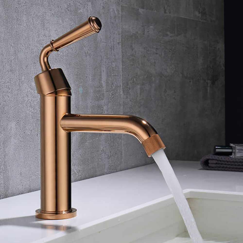 

Rose Gold Bathroom Single Handle Single Hole Faucet Solid Brass Sink Faucet