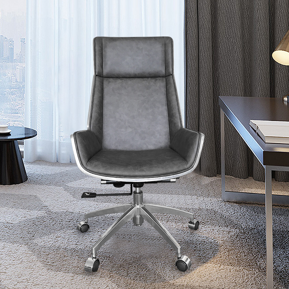 

Leath-Aire Executive Chair Upholstered Office Chair with Aluminum Veneer