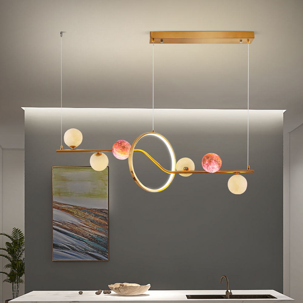 

Modern 6-Light LED Island Light Ceiling Light with Globe Shade