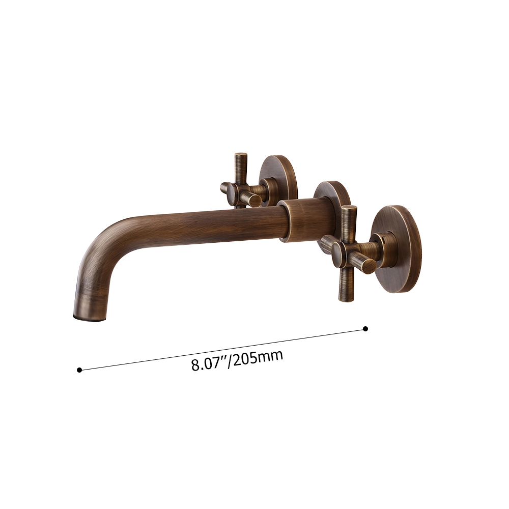 Melro Classic Wall Mounted Double Cross Handle Bathroom Basin Mixer Tap ...