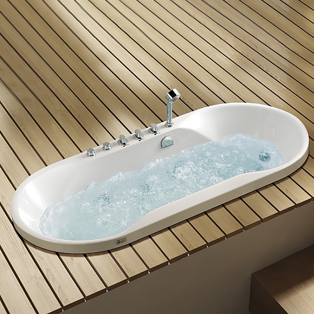 67" Led Acrylic Oval Whirlpool Water Massage Drop-in Tub Bubble Bath