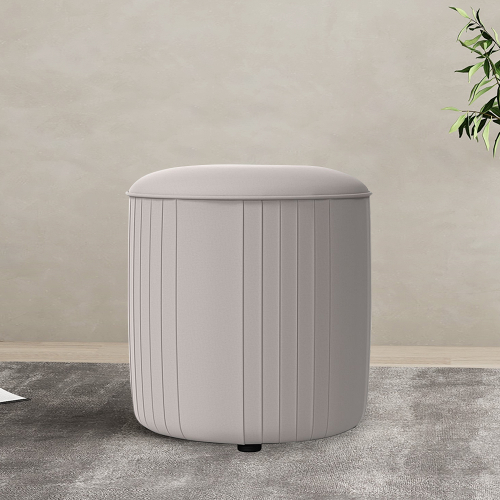 

17.7" Modern Round Velvet Ottoman Vanity Stool