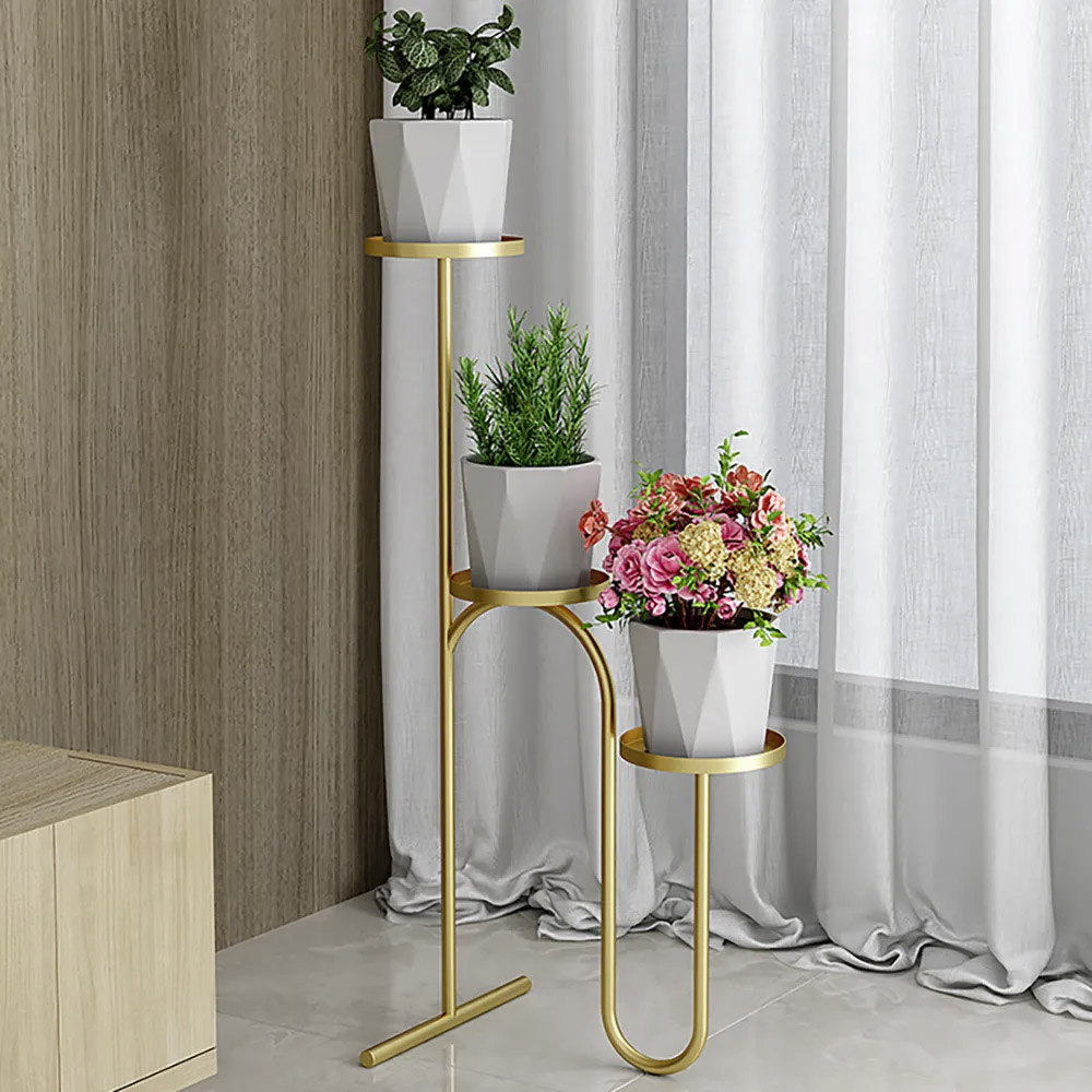 3Tier Nordic Plant Stand Metal Floral Stand with Tray Shelving in