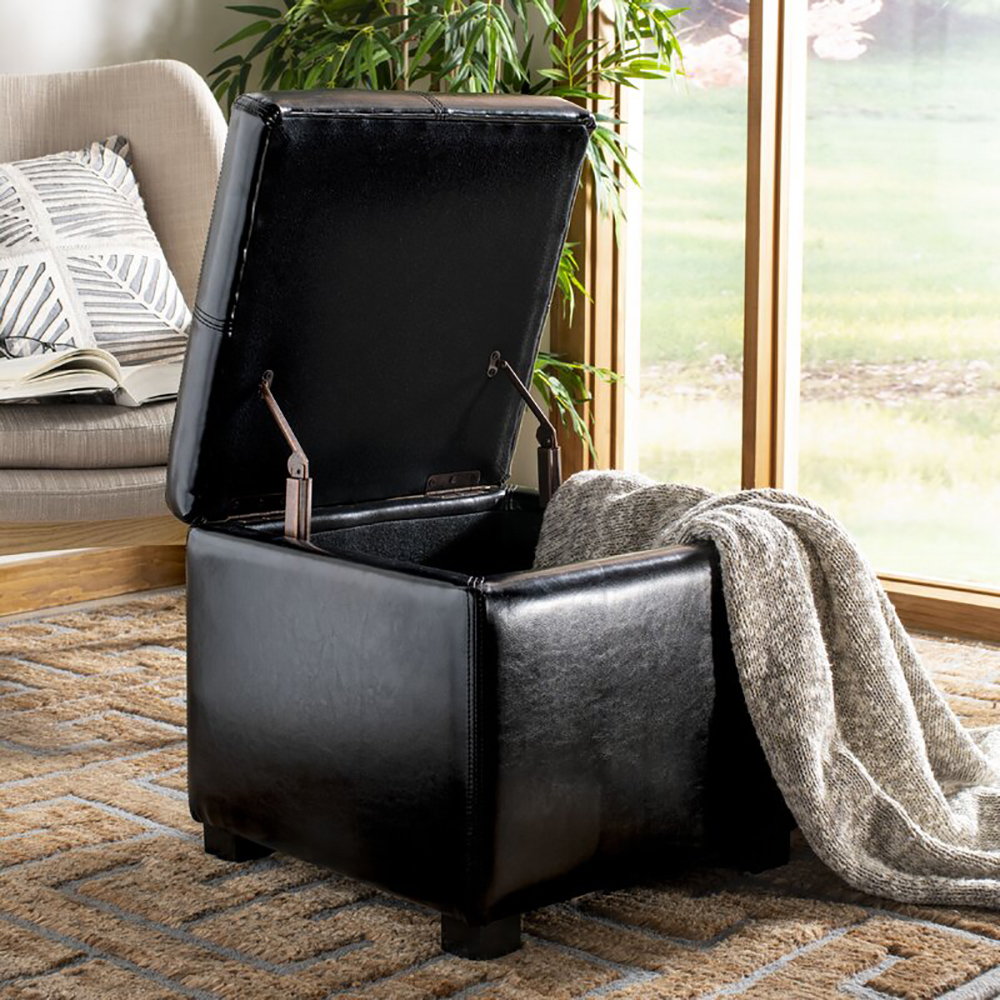 

17.7" Modern Square PU Leather Storage Ottoman with Lift-Off Lid
