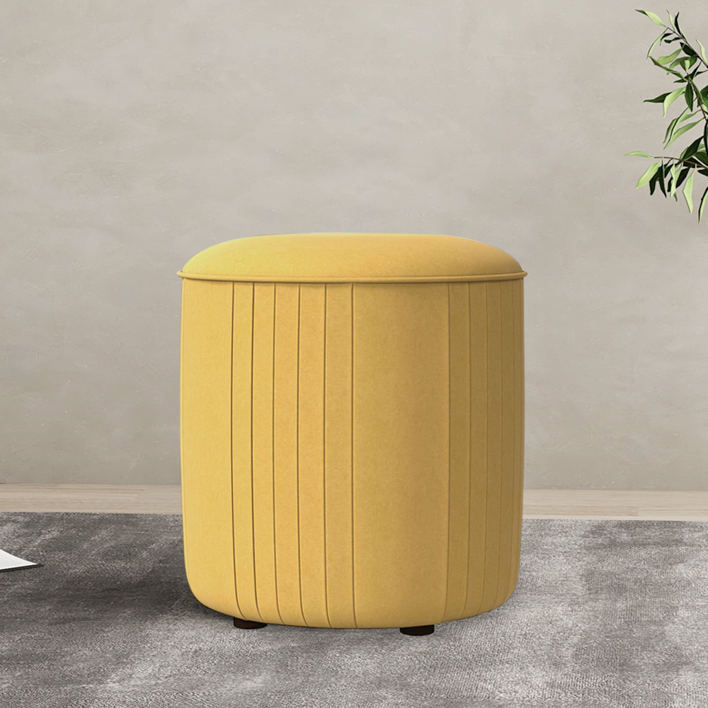 

17.7" Modern Round Velvet Ottoman Vanity Stool