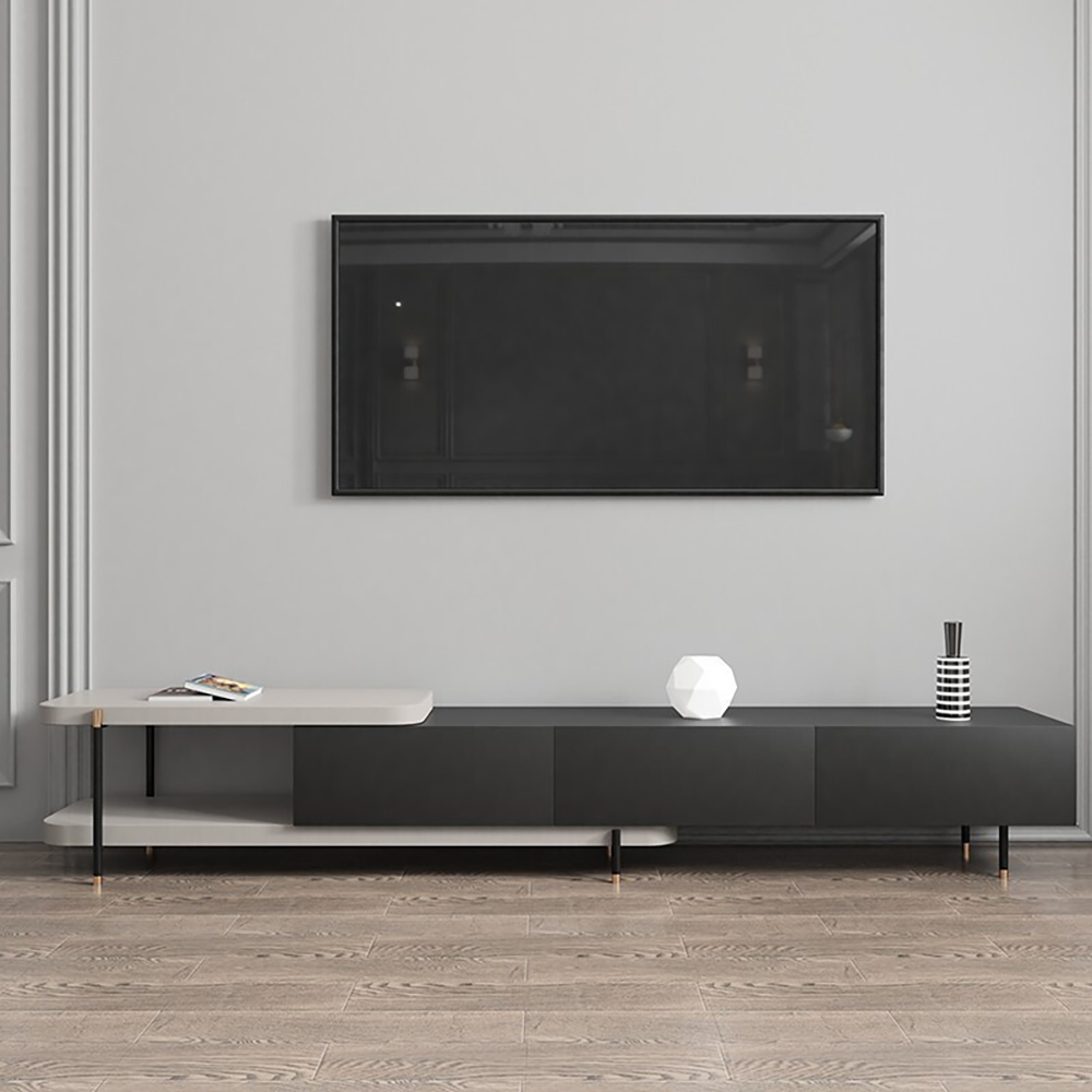 

Post-modern Rectangular Extendable TV Console with Drawers