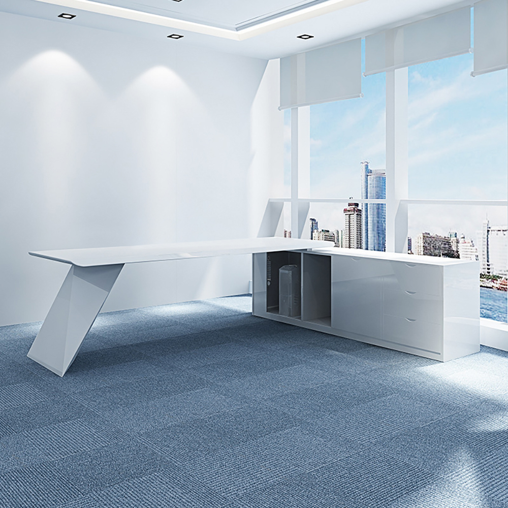 78.7" Modern White LShape Executive Desk Drawers & Office Desk