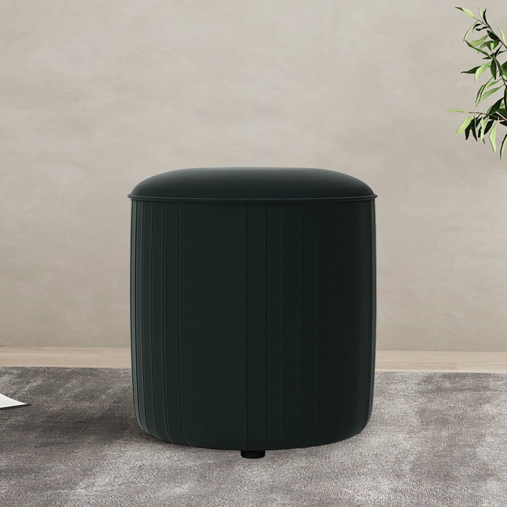 

17.7" Modern Round Velvet Ottoman Vanity Stool