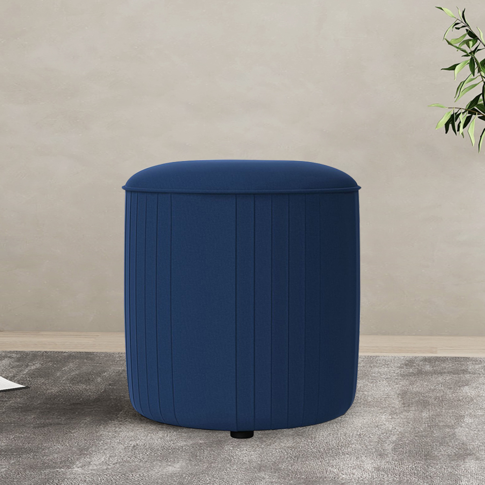 

17.7" Modern Round Velvet Ottoman Vanity Stool