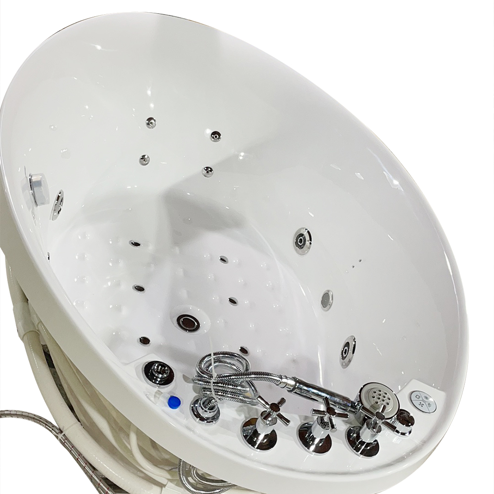 1800mm LED Acrylic Oval Whirlpool Water Massage Freestanding Bath in White