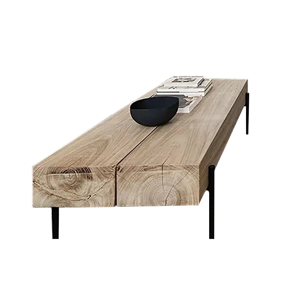 1000mm Farmhouse Wood Coffee Table Rectangular Cocktail Table Pine Wood Top