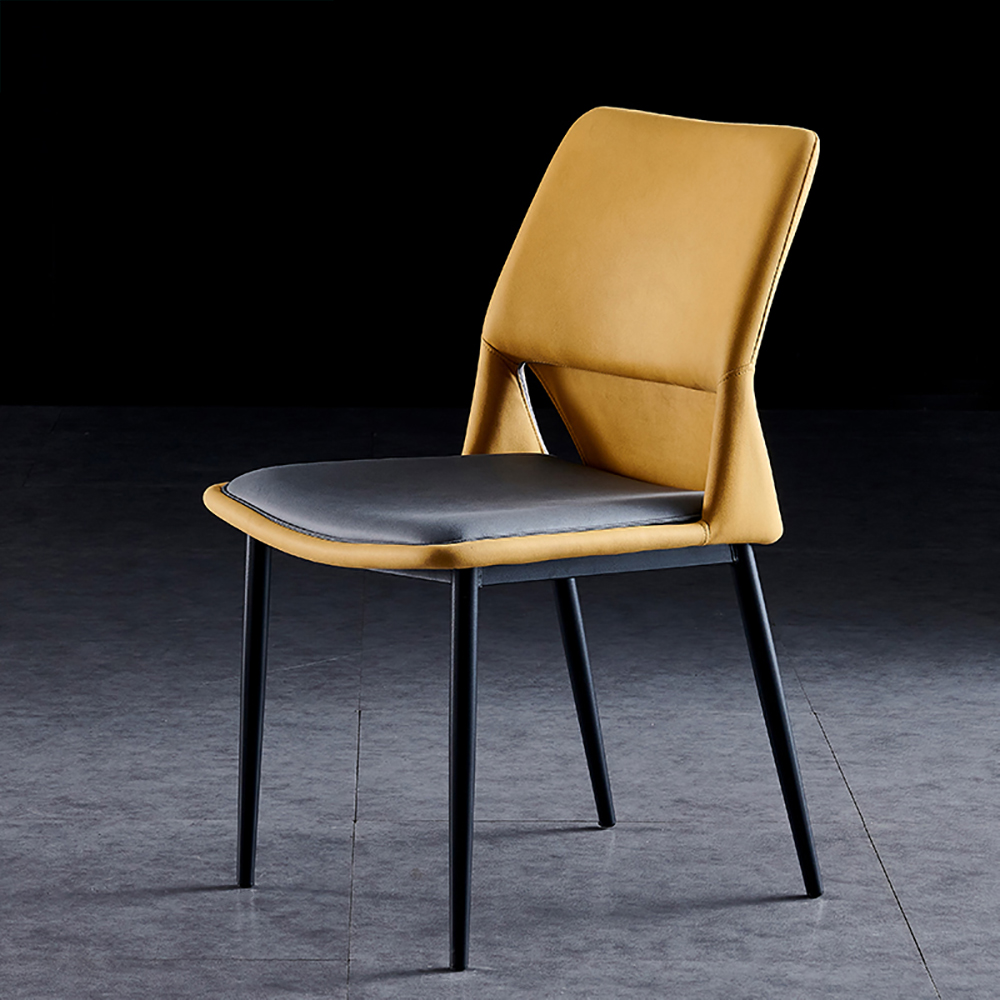 

Modern Dining Chair Leath-Aire Upholstered Side Chair Carbon Steel Legs Set of 2