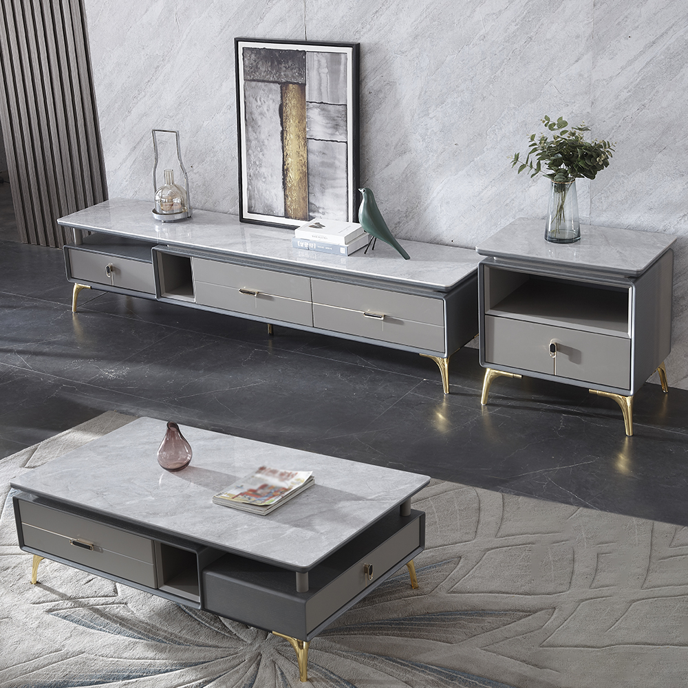 

Post-modern Rectangular Coffee Table & TV Console & Side Cabinet Set of 3